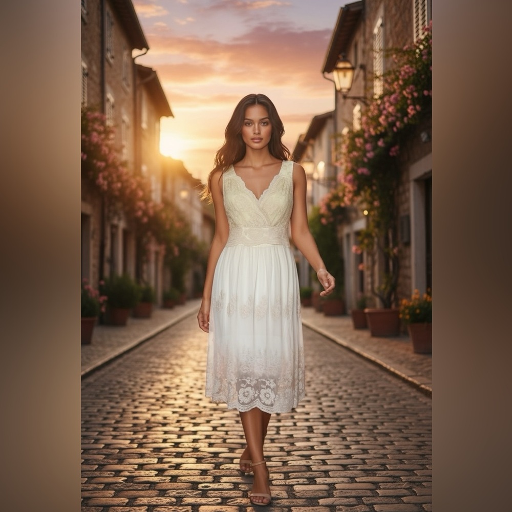 Rabbit Rabbit Rabbit Cream Lace MIDI Dress - Picture 3 of 14